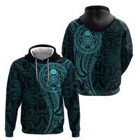 New Zealand Skull Darts Zip Hoodie Aotearoa Maori Chest Tattoo Stylized Teal LT14 - Polynesian Pride