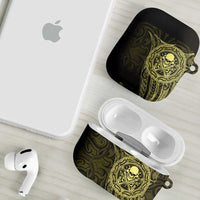 New Zealand Skull Darts AirPods Case Aotearoa Maori Chest Tattoo Stylized Gold LT14 - Polynesian Pride