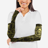 New Zealand Skull Darts Arm Sleeves Aotearoa Maori Chest Tattoo Stylized Gold - Polynesian Pride