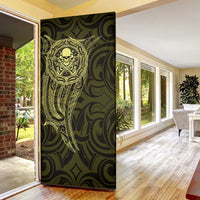 New Zealand Skull Darts Door Cover Aotearoa Maori Chest Tattoo Stylized Gold LT14 - Polynesian Pride