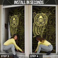 New Zealand Skull Darts Door Cover Aotearoa Maori Chest Tattoo Stylized Gold LT14 - Polynesian Pride