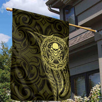 New Zealand Skull Darts Garden Flag Aotearoa Maori Chest Tattoo Stylized Gold LT14 - Polynesian Pride