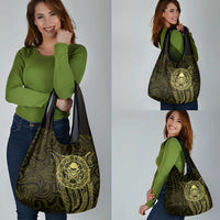 New Zealand Skull Darts Grocery Bag Aotearoa Maori Chest Tattoo Stylized Gold LT14 - Polynesian Pride