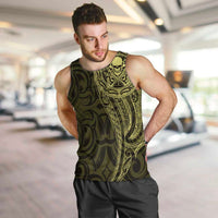 New Zealand Skull Darts Men Tank Top Aotearoa Maori Chest Tattoo Stylized Gold LT14 Gold - Polynesian Pride