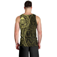 New Zealand Skull Darts Men Tank Top Aotearoa Maori Chest Tattoo Stylized Gold LT14 - Polynesian Pride