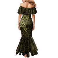New Zealand Skull Darts Mermaid Dress Aotearoa Maori Chest Tattoo Stylized Gold LT14 - Polynesian Pride