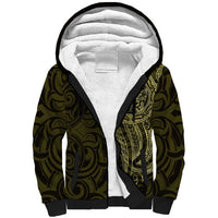 New Zealand Skull Darts Sherpa Hoodie Aotearoa Maori Chest Tattoo Stylized Gold LT14 Unisex Gold - Polynesian Pride