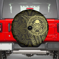 New Zealand Skull Darts Spare Tire Cover Aotearoa Maori Chest Tattoo Stylized Gold LT14 - Polynesian Pride