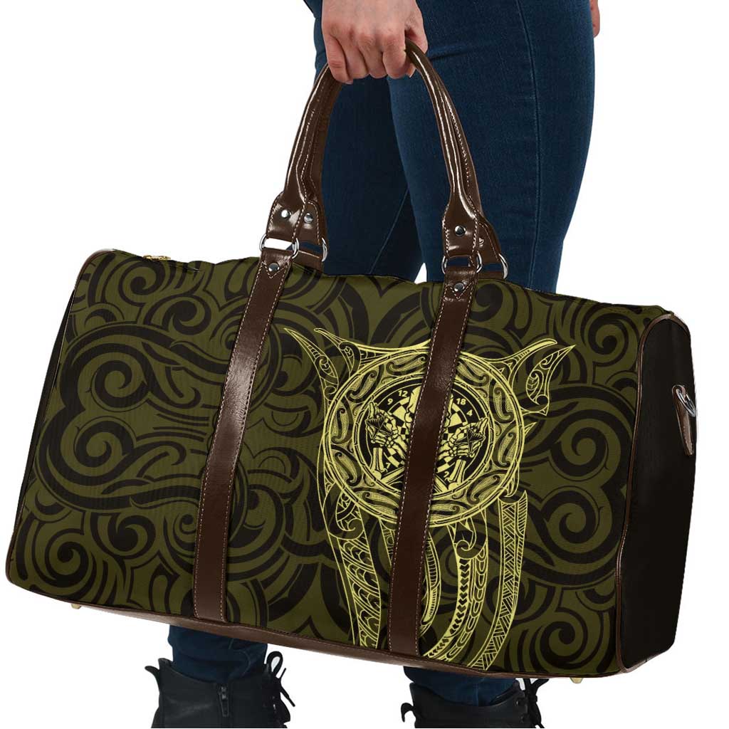 New Zealand Skull Darts Travel Bag Aotearoa Maori Chest Tattoo Stylized Gold LT14 - Polynesian Pride