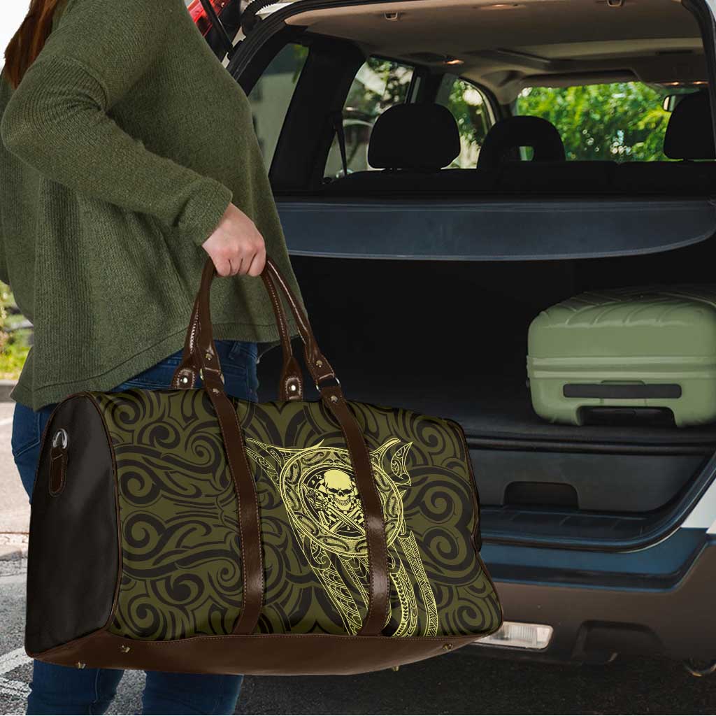 New Zealand Skull Darts Travel Bag Aotearoa Maori Chest Tattoo Stylized Gold LT14 - Polynesian Pride
