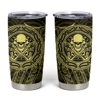 New Zealand Skull Darts Tumbler Cup Aotearoa Maori Chest Tattoo Stylized Gold LT14 Gold - Polynesian Pride
