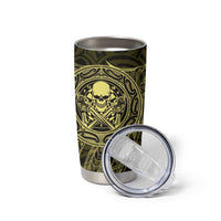 New Zealand Skull Darts Tumbler Cup Aotearoa Maori Chest Tattoo Stylized Gold LT14 - Polynesian Pride