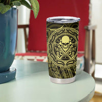 New Zealand Skull Darts Tumbler Cup Aotearoa Maori Chest Tattoo Stylized Gold LT14 - Polynesian Pride