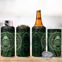 New Zealand Skull Darts 4 in 1 Can Cooler Tumbler Aotearoa Maori Chest Tattoo Stylized Green LT14 - Polynesian Pride