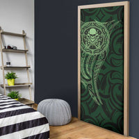 New Zealand Skull Darts Door Cover Aotearoa Maori Chest Tattoo Stylized Green LT14 - Polynesian Pride