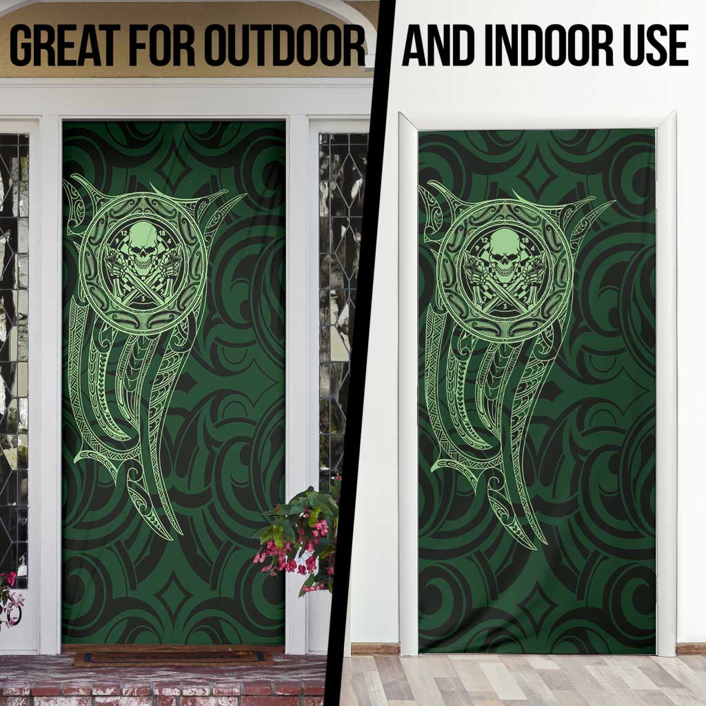 New Zealand Skull Darts Door Cover Aotearoa Maori Chest Tattoo Stylized Green LT14 - Polynesian Pride