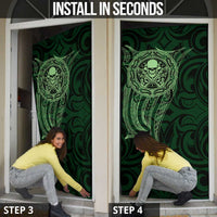 New Zealand Skull Darts Door Cover Aotearoa Maori Chest Tattoo Stylized Green LT14 - Polynesian Pride