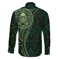 New Zealand Skull Darts Family Matching Puletasi and Hawaiian Shirt Aotearoa Maori Chest Tattoo Stylized Green LT14 - Polynesian Pride