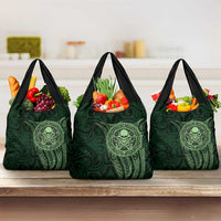 New Zealand Skull Darts Grocery Bag Aotearoa Maori Chest Tattoo Stylized Green LT14 3-pack One Size Green - Polynesian Pride