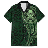 New Zealand Skull Darts Hawaiian Shirt Aotearoa Maori Chest Tattoo Stylized Green LT14 Green - Polynesian Pride