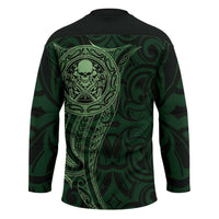New Zealand Skull Darts Hockey Jersey Aotearoa Maori Chest Tattoo Stylized Green LT14 - Polynesian Pride