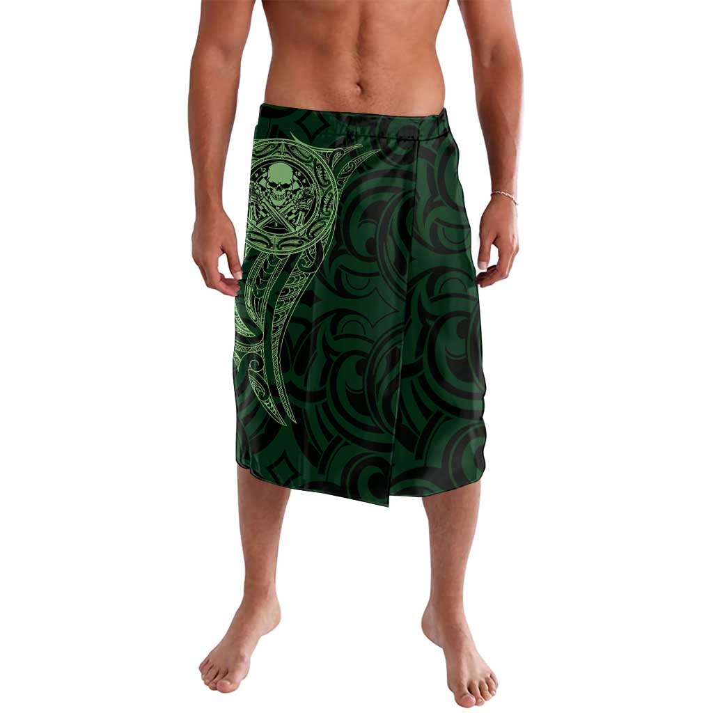 New Zealand Skull Darts Lavalava Aotearoa Maori Chest Tattoo Stylized Green - Polynesian Pride
