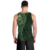 New Zealand Skull Darts Men Tank Top Aotearoa Maori Chest Tattoo Stylized Green LT14 - Polynesian Pride