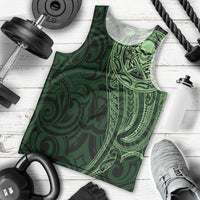 New Zealand Skull Darts Men Tank Top Aotearoa Maori Chest Tattoo Stylized Green LT14 - Polynesian Pride