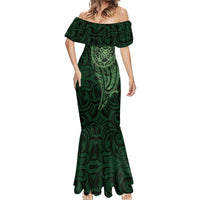 New Zealand Skull Darts Mermaid Dress Aotearoa Maori Chest Tattoo Stylized Green LT14 - Polynesian Pride