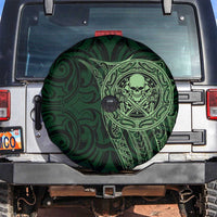 New Zealand Skull Darts Spare Tire Cover Aotearoa Maori Chest Tattoo Stylized Green LT14 Green - Polynesian Pride