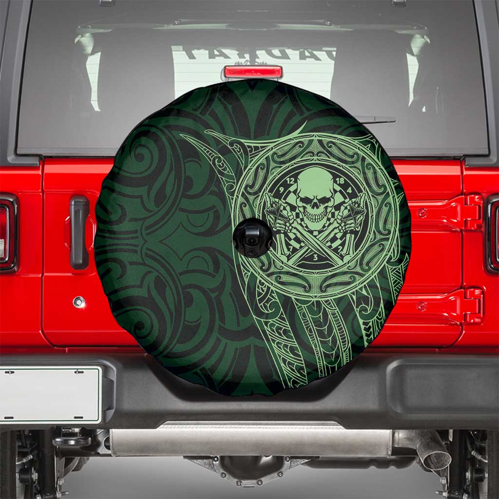 New Zealand Skull Darts Spare Tire Cover Aotearoa Maori Chest Tattoo Stylized Green LT14 - Polynesian Pride