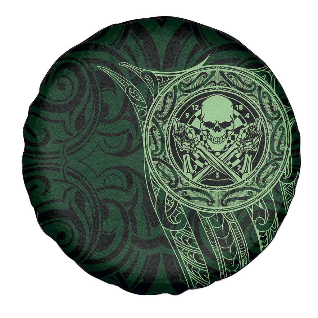 New Zealand Skull Darts Spare Tire Cover Aotearoa Maori Chest Tattoo Stylized Green LT14 - Polynesian Pride