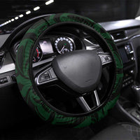 New Zealand Skull Darts Steering Wheel Cover Aotearoa Maori Chest Tattoo Stylized Green LT14 Universal Fit Green - Polynesian Pride