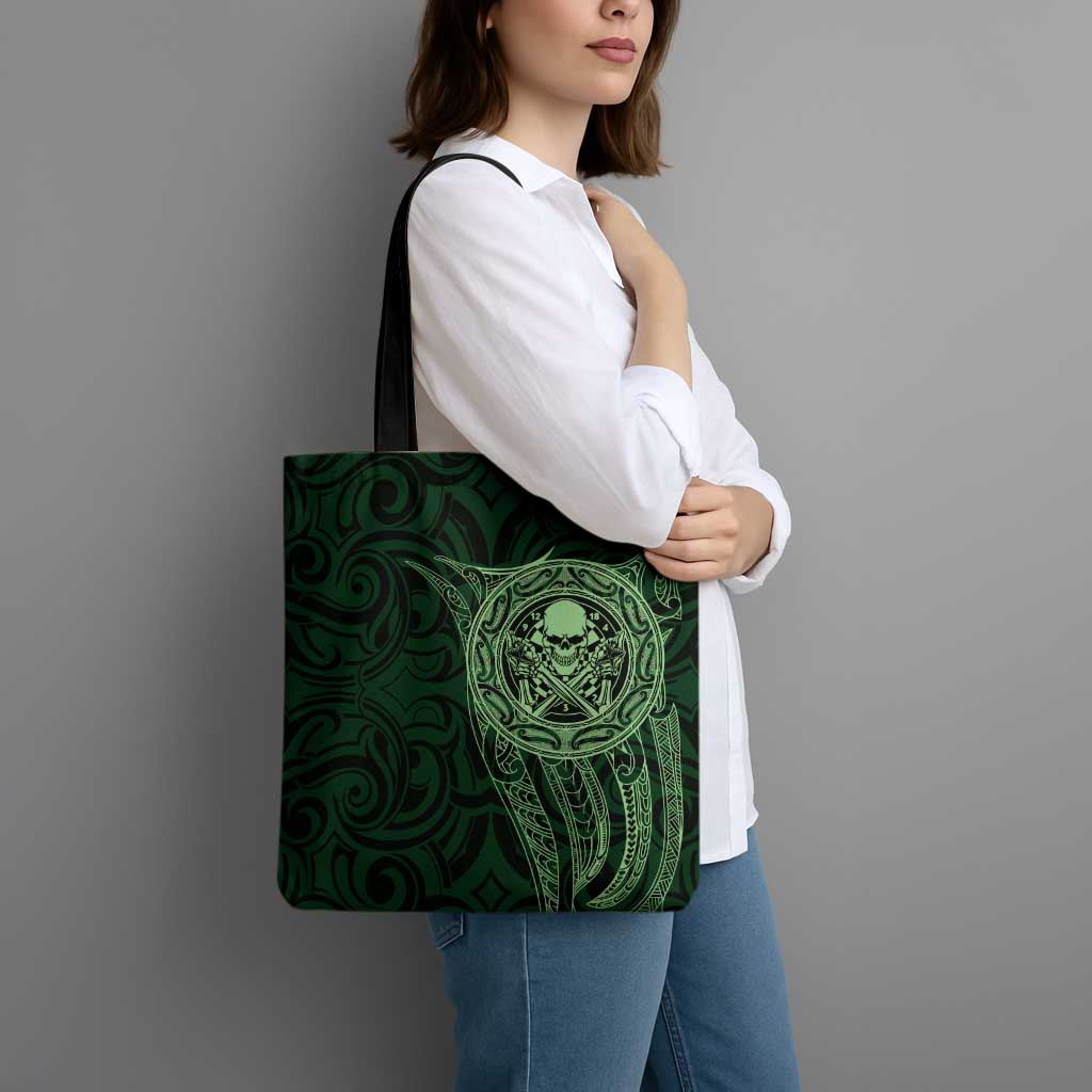 New Zealand Skull Darts Tote Bag Aotearoa Maori Chest Tattoo Stylized Green LT14 - Polynesian Pride