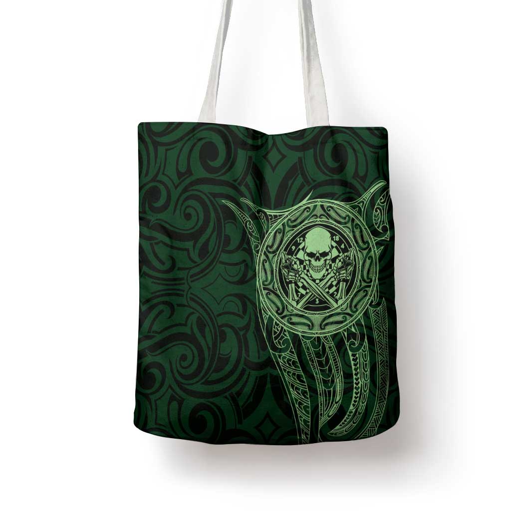 New Zealand Skull Darts Tote Bag Aotearoa Maori Chest Tattoo Stylized Green LT14 - Polynesian Pride