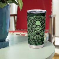 New Zealand Skull Darts Tumbler Cup Aotearoa Maori Chest Tattoo Stylized Green LT14 - Polynesian Pride