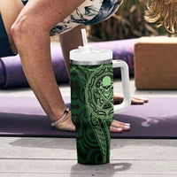 New Zealand Skull Darts Tumbler With Handle Aotearoa Maori Chest Tattoo Stylized Green LT14 - Polynesian Pride