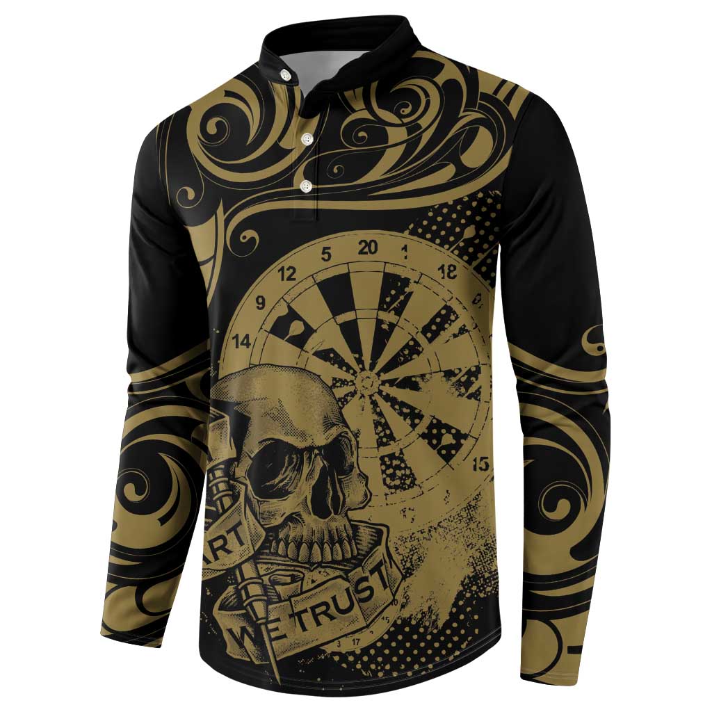 New Zealand Darts Button Sweatshirt Skull In Dart We Trust Maori Pattern LT14 - Polynesian Pride