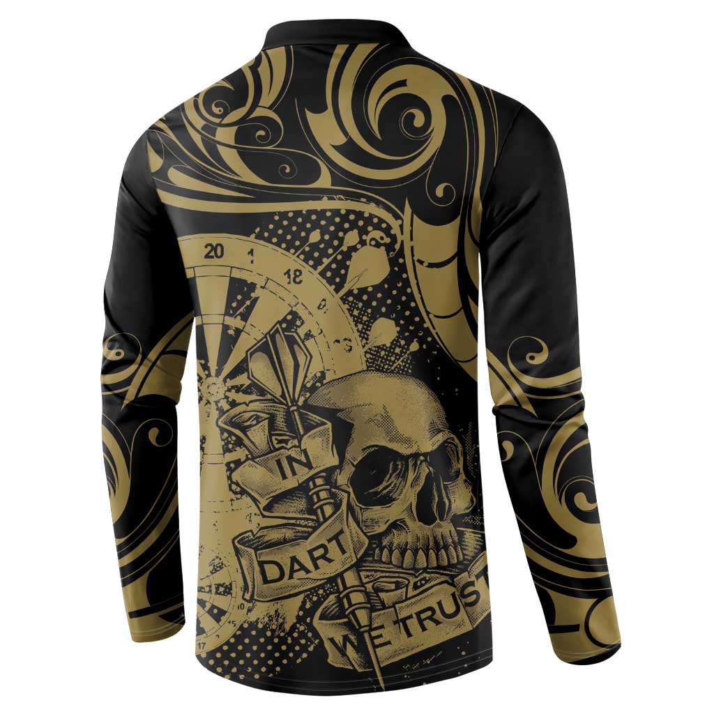 New Zealand Darts Button Sweatshirt Skull In Dart We Trust Maori Pattern LT14 - Polynesian Pride