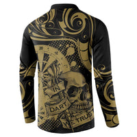 New Zealand Darts Button Sweatshirt Skull In Dart We Trust Maori Pattern LT14 - Polynesian Pride