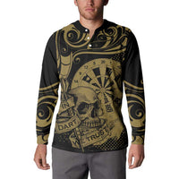 New Zealand Darts Button Sweatshirt Skull In Dart We Trust Maori Pattern LT14 - Polynesian Pride