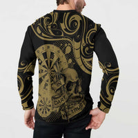 New Zealand Darts Button Sweatshirt Skull In Dart We Trust Maori Pattern LT14 - Polynesian Pride