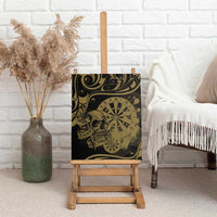 New Zealand Darts Canvas Wall Art Skull In Dart We Trust Maori Pattern - Polynesian Pride