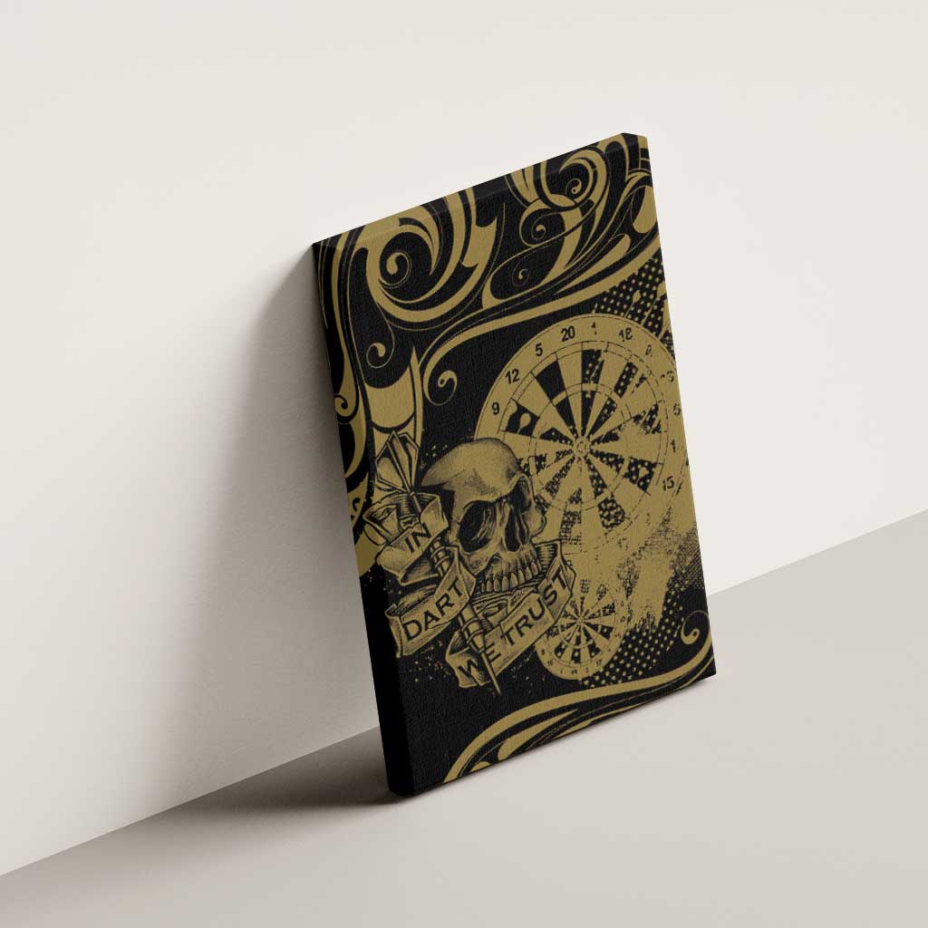 New Zealand Darts Canvas Wall Art Skull In Dart We Trust Maori Pattern - Polynesian Pride