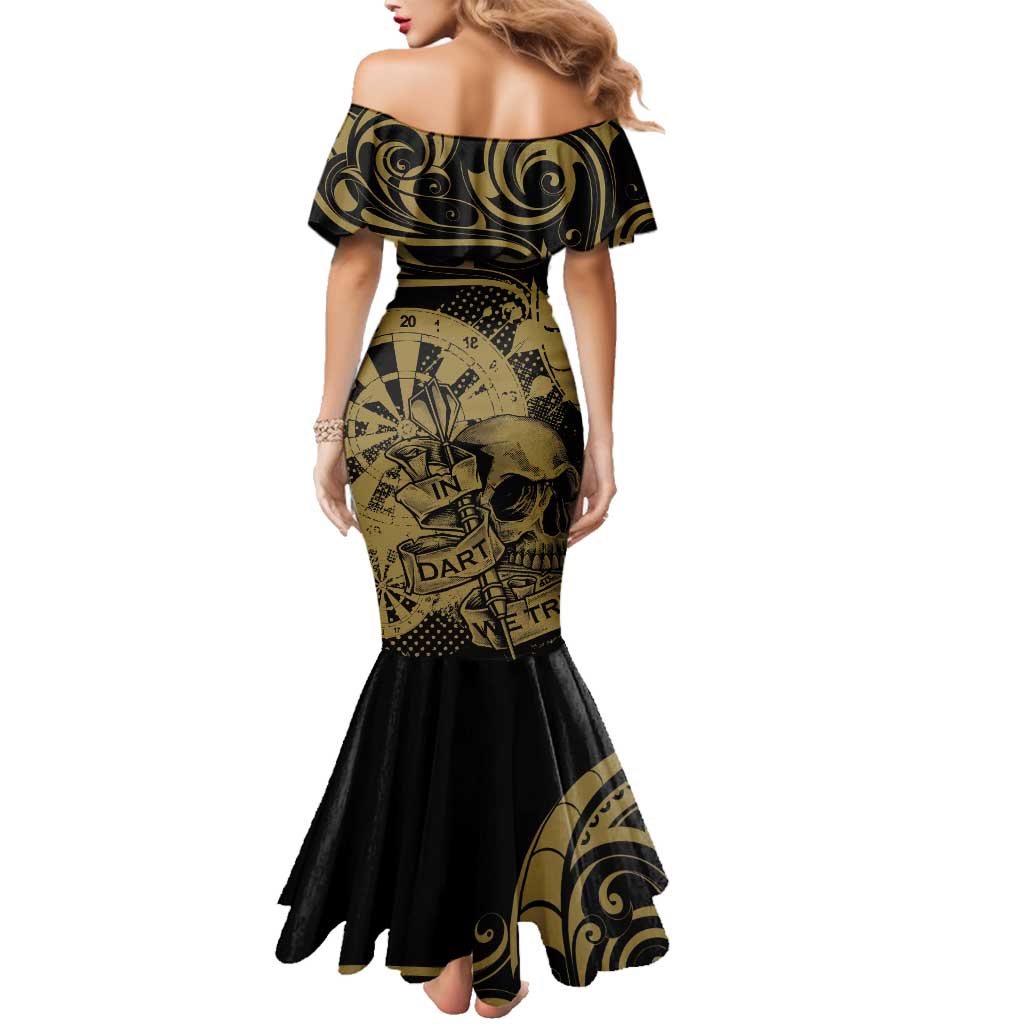 New Zealand Darts Family Matching Mermaid Dress and Hawaiian Shirt Skull In Dart We Trust Maori Pattern LT14 - Polynesian Pride