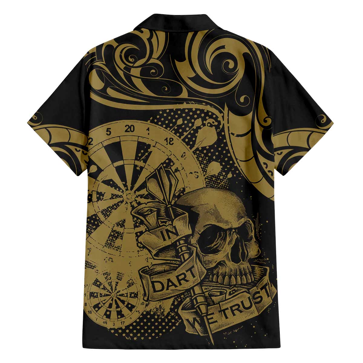 New Zealand Darts Family Matching Off The Shoulder Long Sleeve Dress and Hawaiian Shirt Skull In Dart We Trust Maori Pattern LT14 - Polynesian Pride