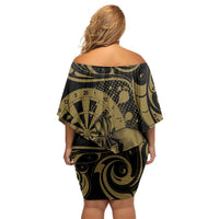 New Zealand Darts Family Matching Off Shoulder Short Dress and Hawaiian Shirt Skull In Dart We Trust Maori Pattern LT14 - Polynesian Pride