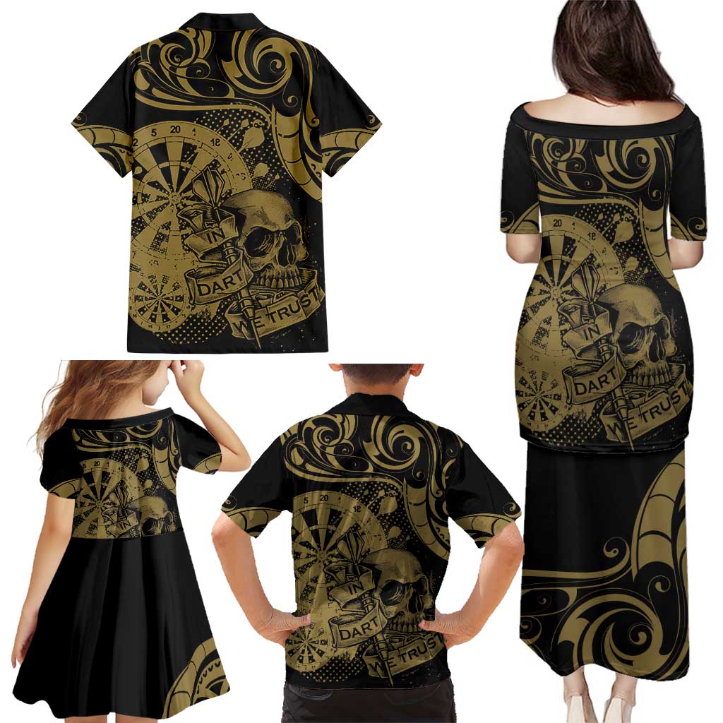 New Zealand Darts Family Matching Puletasi and Hawaiian Shirt Skull In Dart We Trust Maori Pattern LT14 - Polynesian Pride