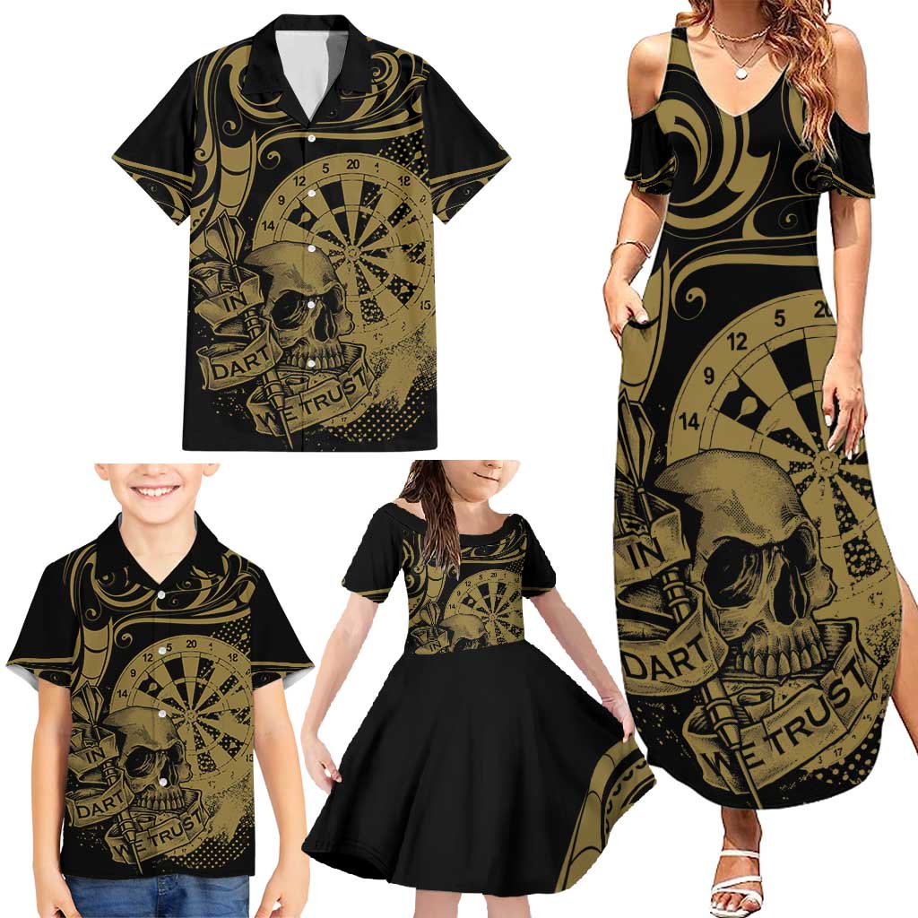 New Zealand Darts Family Matching Summer Maxi Dress and Hawaiian Shirt Skull In Dart We Trust Maori Pattern LT14 - Polynesian Pride