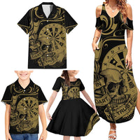 New Zealand Darts Family Matching Summer Maxi Dress and Hawaiian Shirt Skull In Dart We Trust Maori Pattern LT14 - Polynesian Pride
